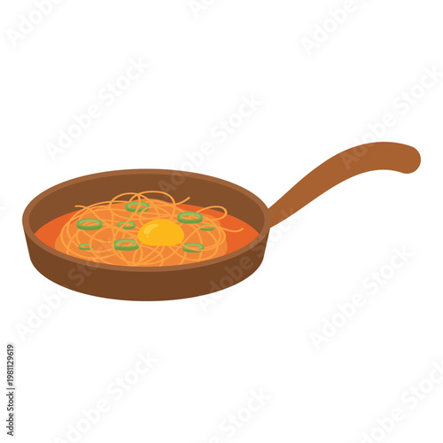 Colorful Asian Food Bowl Illustration with Noodles Rice and Soup