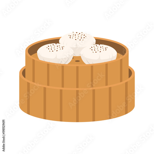 Colorful Asian Food Bowl Illustration with Noodles Rice and Soup