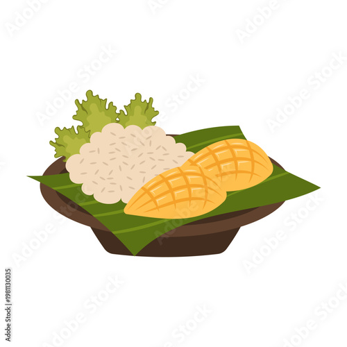 Colorful Asian Food Bowl Illustration with Noodles Rice and Soup