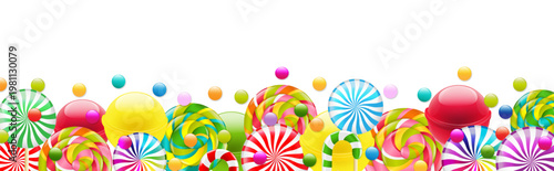 Candy Colorful Border Isolated White Background