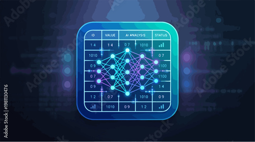 Artificial neural network diagram representing data processing and machine learning.