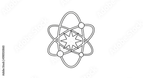 Simple line drawing of an atom symbol.
