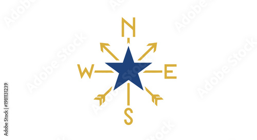 Directional compass star navigation symbol.