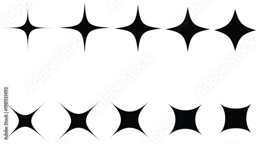 Abstract Black Star Shape Vector Set Minimal Geometric Design Collection