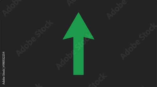 Green arrow pointing upwards on a dark background.