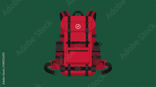 Red Backpack - Durable and Functional Design for Outdoor Adventures.