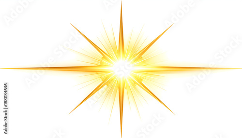 A vibrant, symmetrical starburst graphic radiates outward from a central point, creating a dazzling display of light and energy against a clean white background.