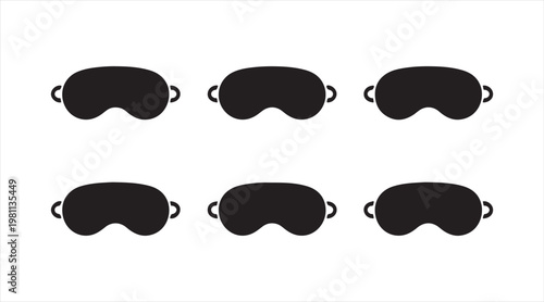 Minimal sleep mask icons set for rest relaxation and night routine concepts