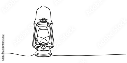 Minimalist line drawing of vintage kerosene lantern