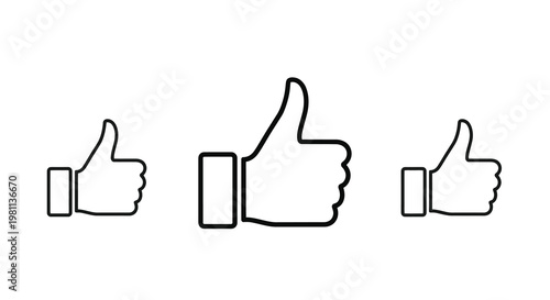 Three simple thumbs up icons in a clean black and white silhouette
