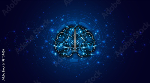 The concept of brain circuit technology. A circuit board of an artificial electronic neural network. Future digital learning.