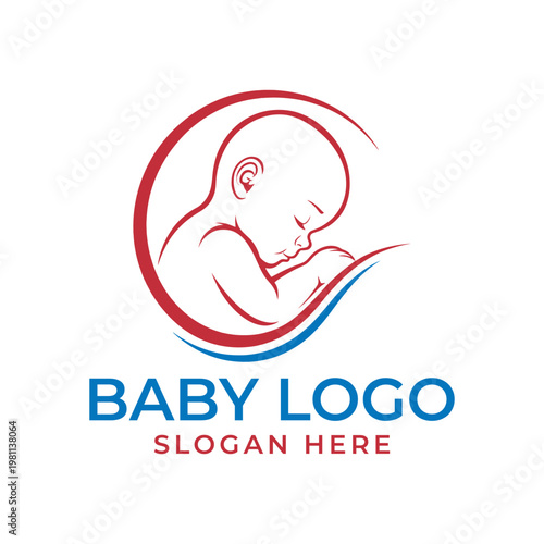 baby logo design silhouette vector line art logo design