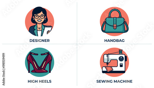 Fashion design and sewing icons.