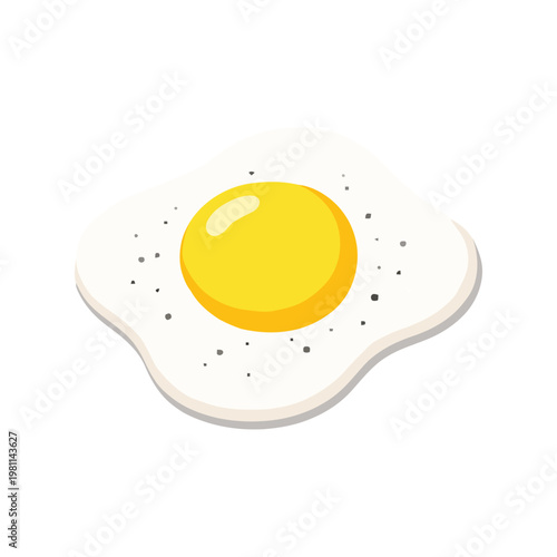 Sunny Side Up Egg Minimal Vector Design, Simple Breakfast Food Illustration, Clean Flat Cooking Ingredient Icon, Modern Kitchen Graphic Element, Isolated Food Vector
