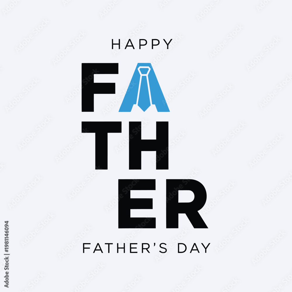 Obraz premium Happy fathers day creative text design with tie integrated into the word father symbolizing fathers special day, social media post