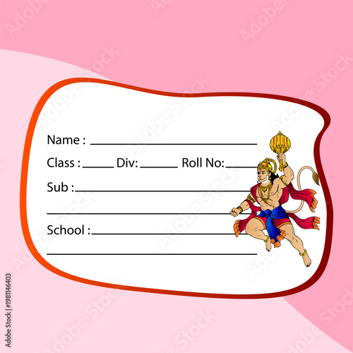 Orange Abstract Shape Hanuman School Name Label Sticker Student Tag