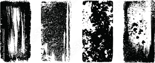 grunge black textured brush strokes set distressed ink paint splatters and rough artistic backgrounds