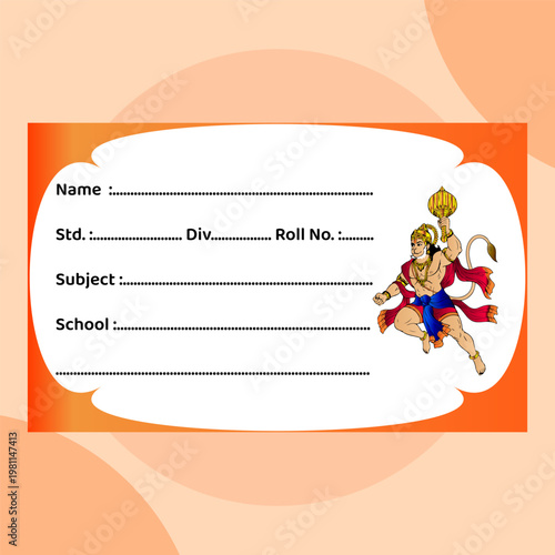 Card Stack Hanuman School Name Label Sticker Student Tag