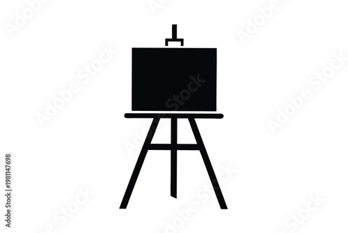 minimalist easel with a blank board silhouette line art vector illustration