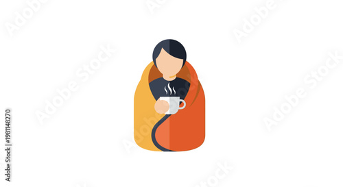 a person sitting in a beanbag chair with a cup of coffee.