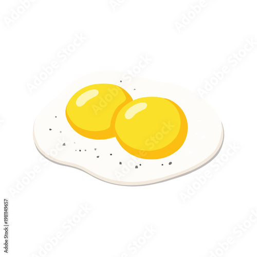 Double Fried Eggs Vector Illustration, Minimal Sunny Side Up Breakfast Design, Clean Flat Food Graphic, Simple Cooking Ingredient Icon, Modern Kitchen Food Element