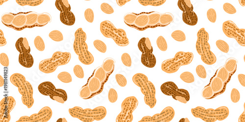 doodle peanut seamless pattern background. doodle peanuts pattern for packaging.	