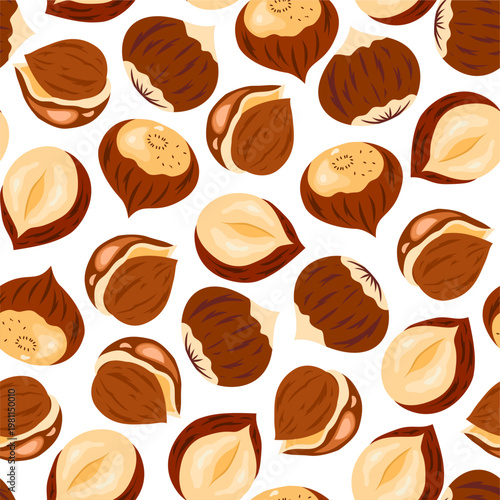 hazelnut Pattern background. seamless pattern hazelnut doodle illustration. doodle hazelnut seamless pattern.	