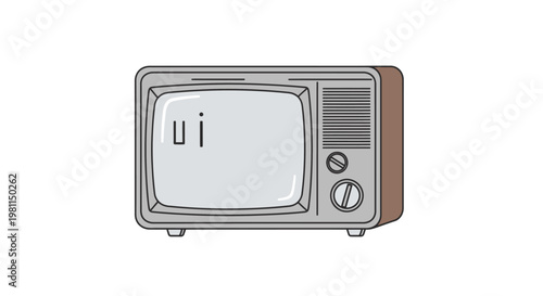 Retro Television Set With Dial Controls.