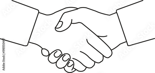  Clean line art illustration of two hands shaking