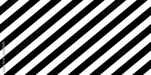 Seamless pattern with striped black white diagonal inclined lines. Optical illusion effect, op art. Vector vibrant decorative background, texture.