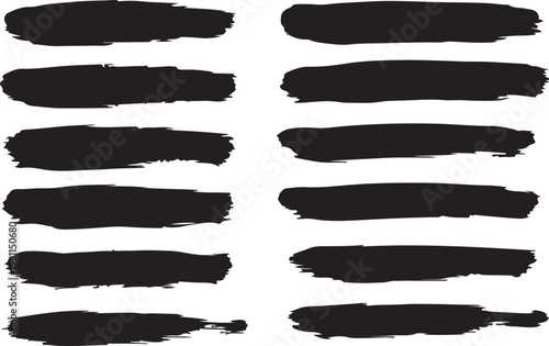 Abstract black brush strokes on white background