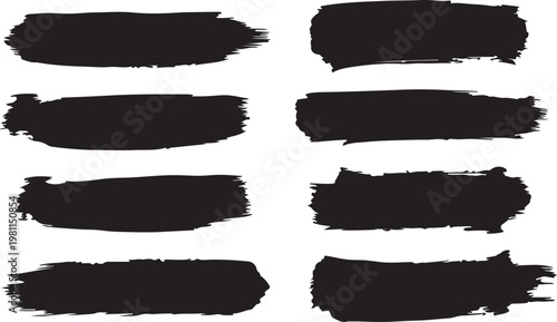 Abstract black brush strokes collection on white background