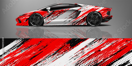 Car graphic design concept. Graphic abstract grunge stripe designs for wrapping vehicles, race car, cargo van, pickup truck and racing livery.