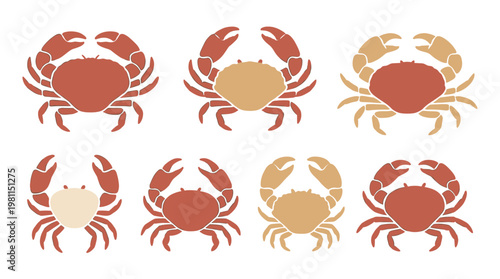 Colorful Crabs Sideways Walking.