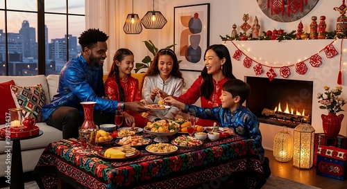 Happy Family Celebrating Diwali candid authentic real life diversity inclusive intergenerational