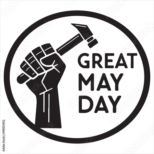Silhouette vector art of a fist holding a hammer on the occasion of Labor Day