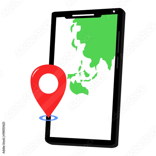 Mobile phone with continents and maps icon inside (2)