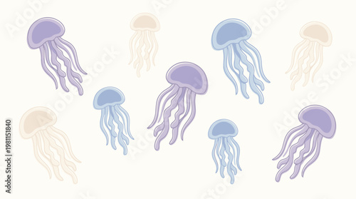 Jellyfish Swimming in Ocean Water.