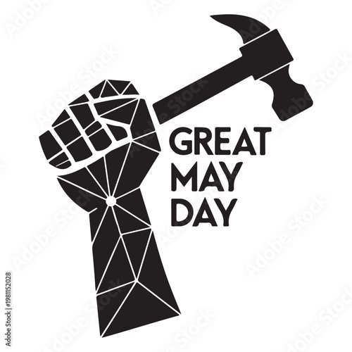Silhouette vector art of a fist holding a hammer on the occasion of Labor Day