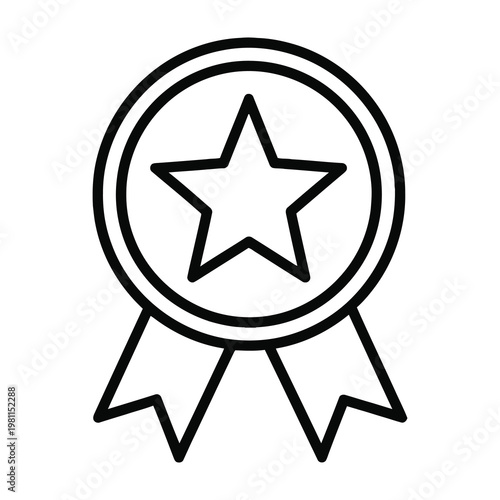 Award ribbon icon with a star symbol representing achievement success and top quality ranking sign