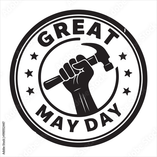 Silhouette vector art of a fist holding a hammer on the occasion of Labor Day