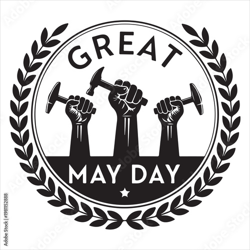 Silhouette vector art of a fist holding a hammer on the occasion of Labor Day