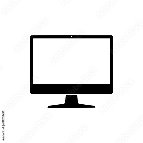 Minimalist line drawing of a computer monitor on a stand