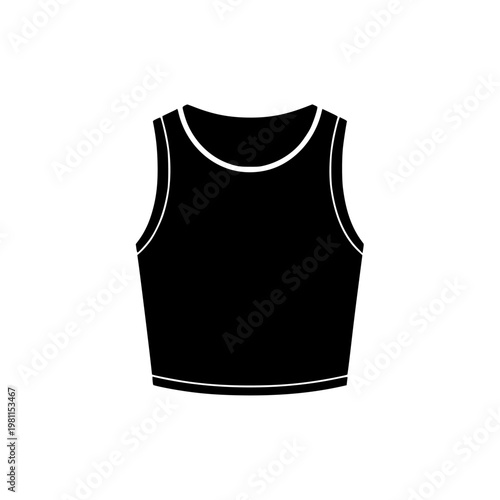 Black sleeveless crop top with white trim detailing