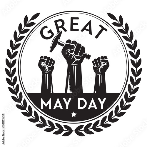 Silhouette vector art of a fist holding a hammer on the occasion of Labor Day