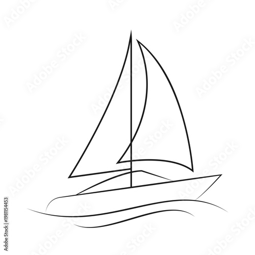 “Minimal Sailboat Line Art Logo – Abstract Yacht Outline Vector”