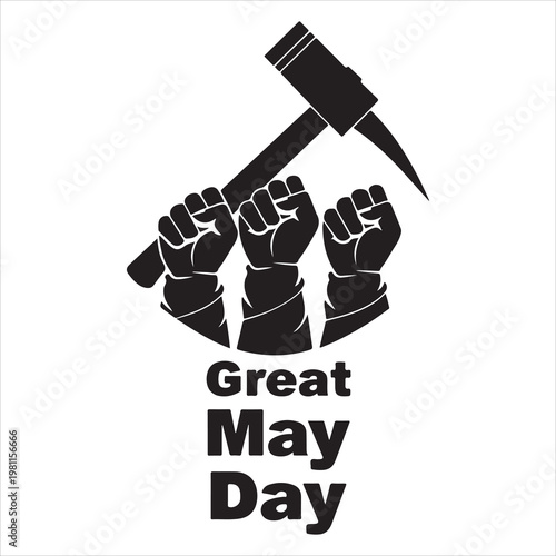 Silhouette vector art of a fist holding a hammer on the occasion of Labor Day