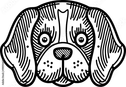 beagle dog face illustration cute puppy head with big eyes and floppy ears