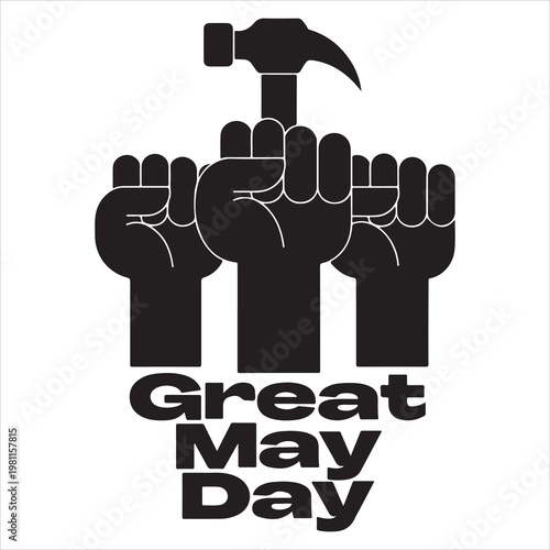 Silhouette vector art of a fist holding a hammer on the occasion of Labor Day