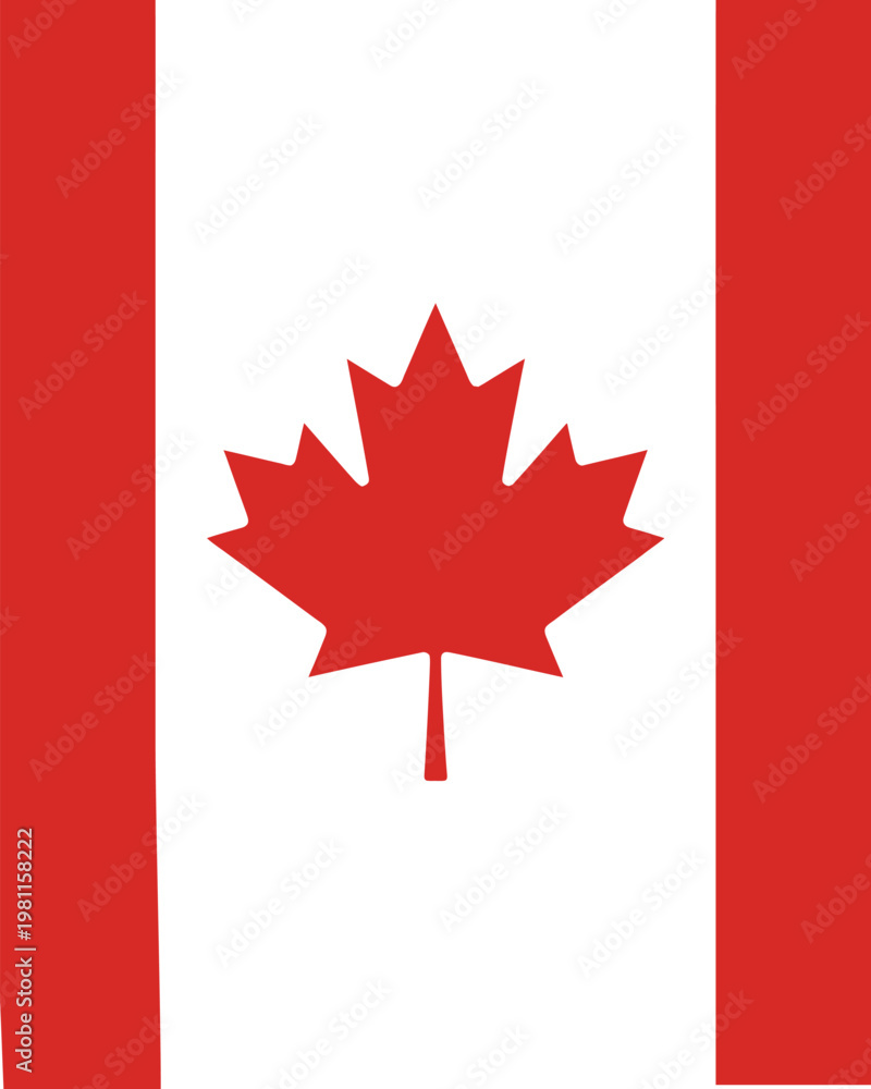 Fototapeta premium Stylized canadian flag featuring a prominent red maple leaf against a transparent background, perfect for patriotic designs.